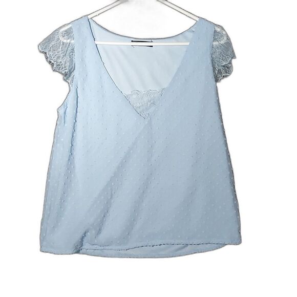 Shein Baby Light Blue Lace Sleeves Tank Top Size Medium - Picture 1 of 12